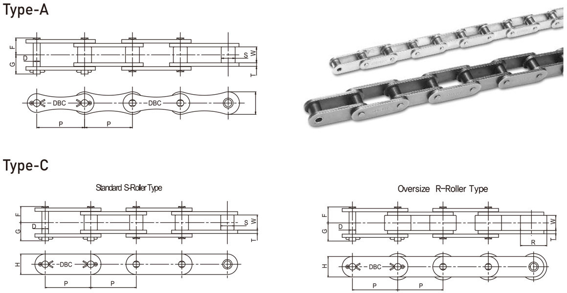 표준 / 어태치 더블피치 체인 (Double Pitch Chain)