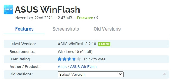 ASUS WinFlash 무료 다운로드