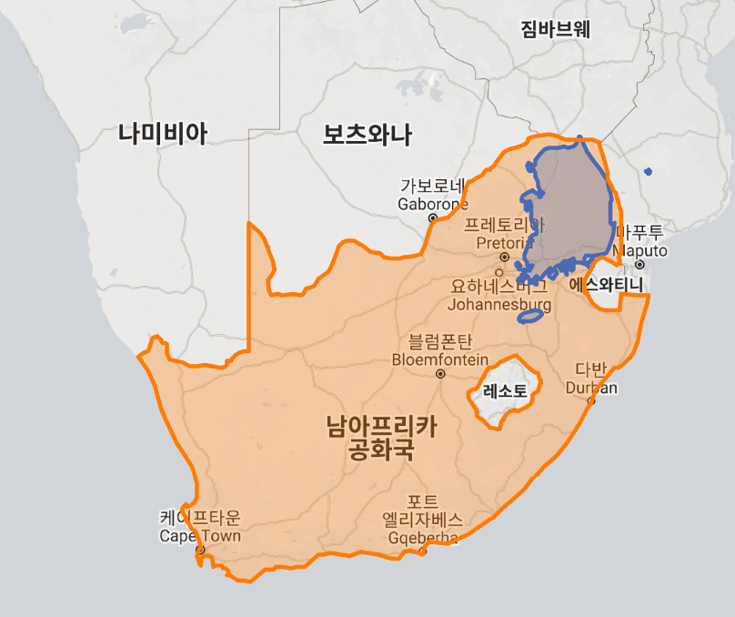  남아프리카공화국 vs 한국 비교(땅 면적, 지도 비교, 인구수) Bildidee 