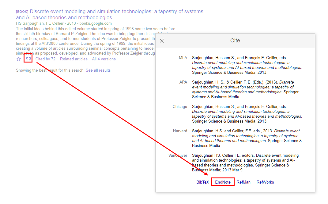 how to use endnote from google scholar