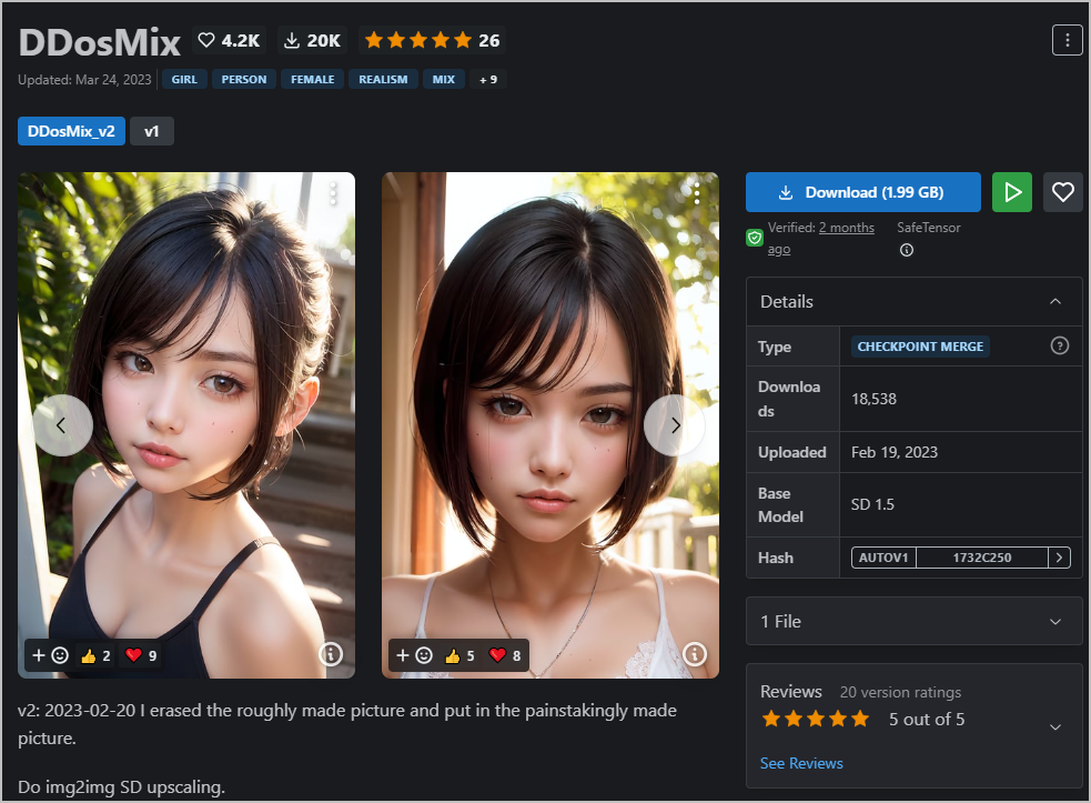 스테이블 디퓨전 AI 실사 만들기 모델 3가지 추천(Stable diffusion 사용법) 7 ddosmix