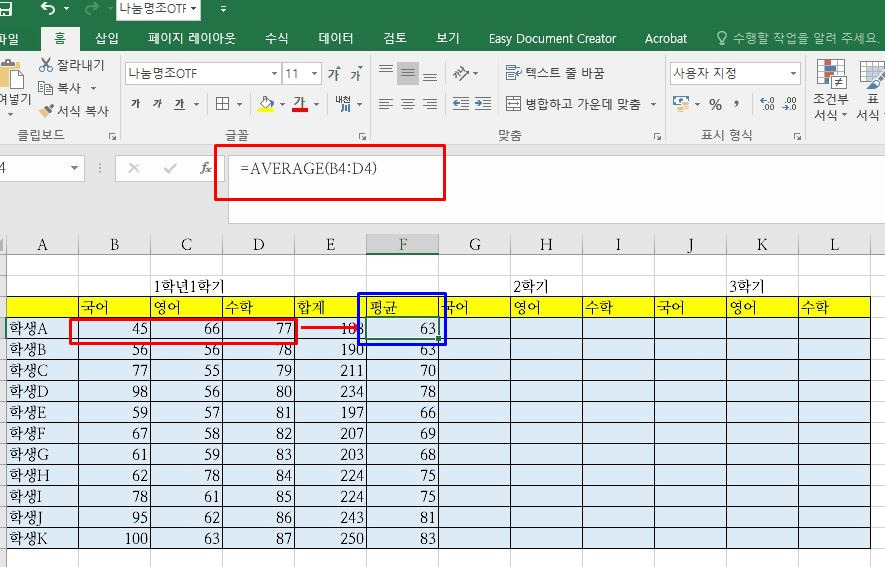 엑셀 데이터 평균 값 구하는 'AVERAGE' 함수와 'AVERAGEIF' 함수 1 ywAAAAAAQABAAACAUwAOw==