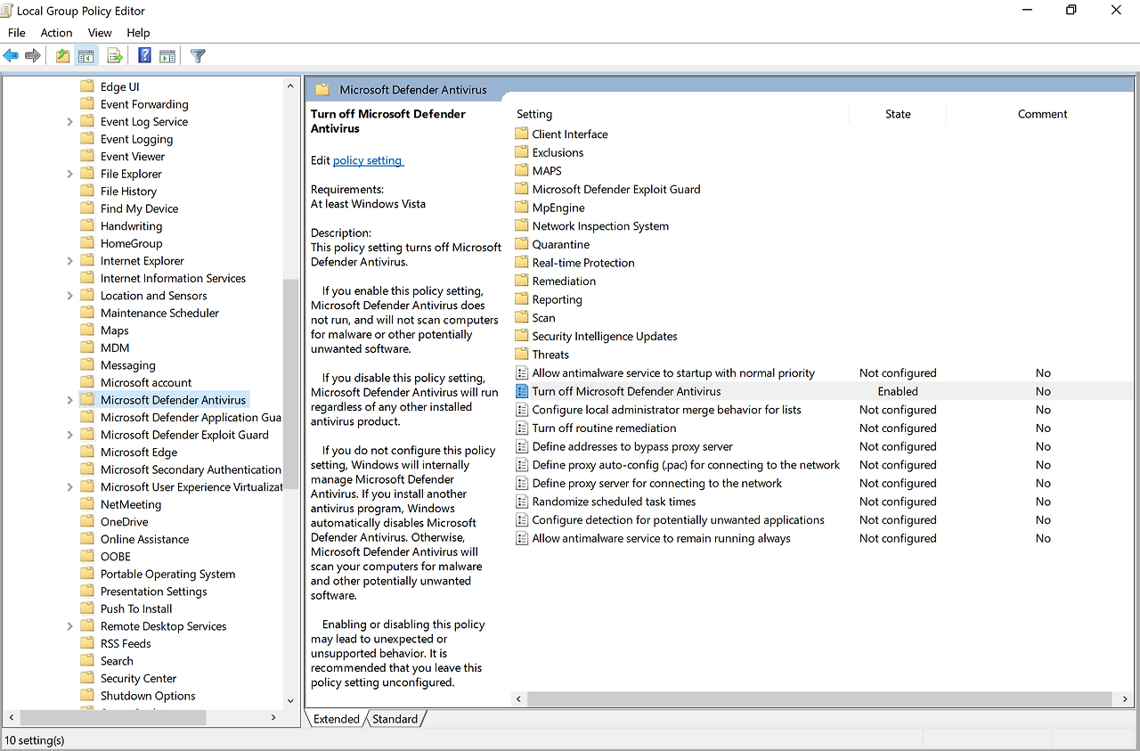 MsMpEng.exe 의 시스템 점유율 낮추기 (CPU, Memory) Windows Defender 끄기