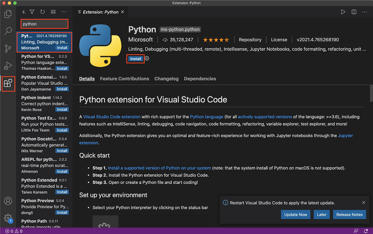 python with visual studio code mac