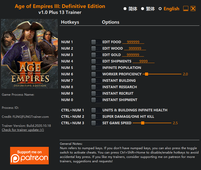 age of empires 3 definitive edition trainer