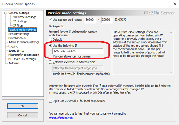 windows 10 ftp server passive mode