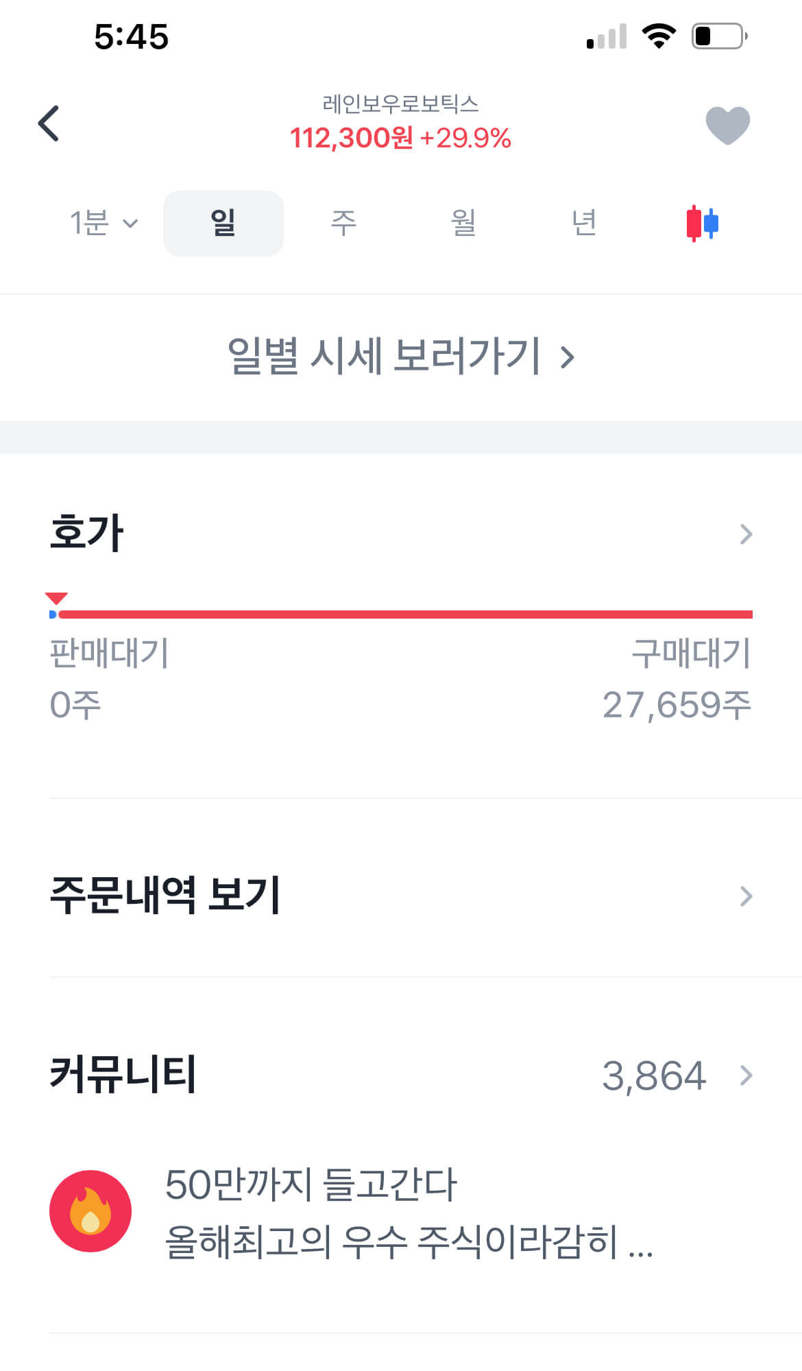 에로배우 관련주, 레인보우로보틱스, 오늘의 상한가 29.9%↑삼성전자 M&A 기대감 2 에로배우 관련주 레인보우로보틱스를 장마감후에 구매자들이 몰리는 추세(출처: 토스증권)