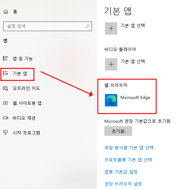 윈도우10 기본 브라우저 변경 방법 1 ywAAAAAAQABAAACAUwAOw==