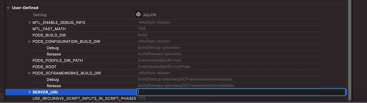 xcode build settings