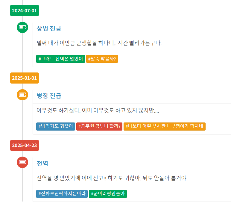 군인,소방원,의경,해경,사회복무요원 진급일자 계산기