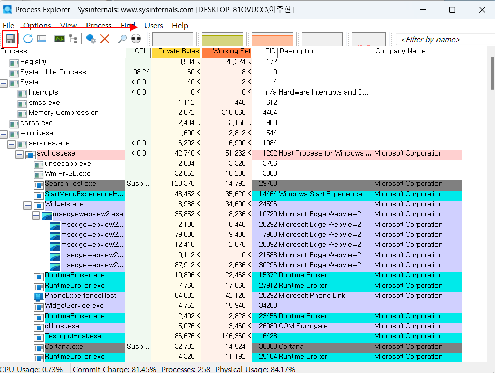 윈도우 오류를 해결해 주는 Process Explorer 다운로드 및 사용법 5 ywAAAAAAQABAAACAUwAOw==