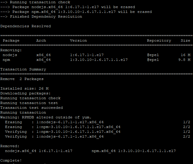 yum install nodejs