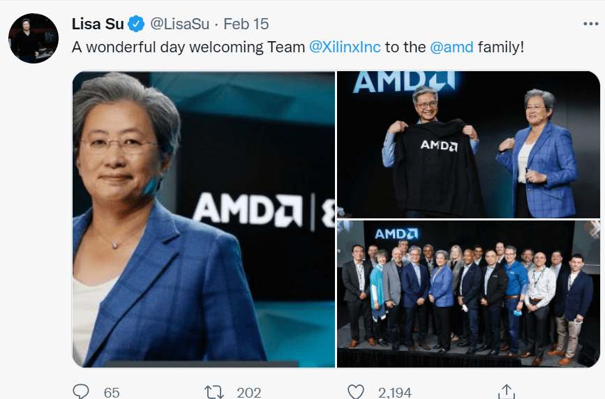 AMD, 빅딜 성사 자일링스 인수효과 1분기 실적 71% ↑ 3 AMD의 최고경영자 리사 수