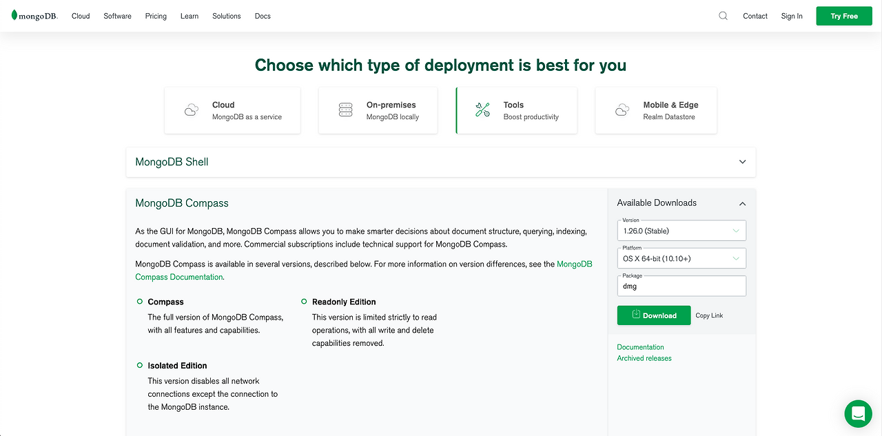 mongodb compass connect to localhost