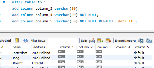 [MySQL] ALTER TABLE ADD, MODIFY 컬럼 여러개 추가 및 수정