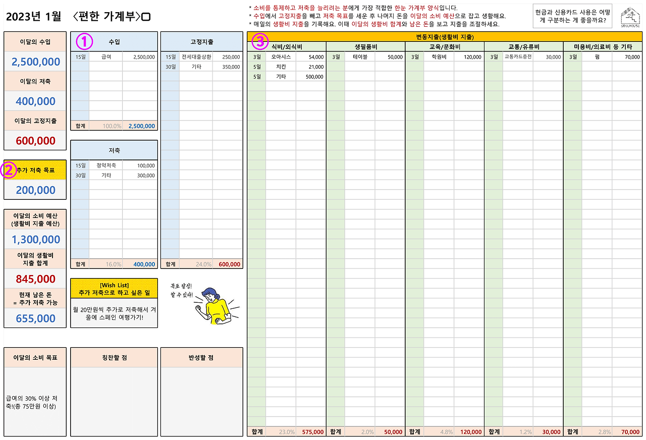 2024 가계부 엑셀 다운로드 무료 Pc 양식 편한 가계부 위키파솔라