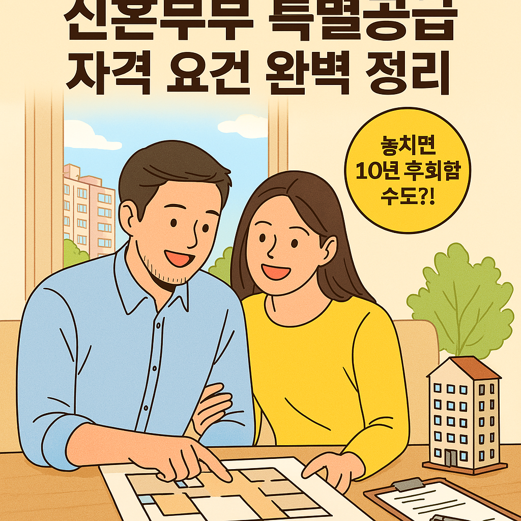 신혼부부가 아파트 도면을 보며 상담받는 모습 – 신혼부부 특별공급 썸네일 이미지