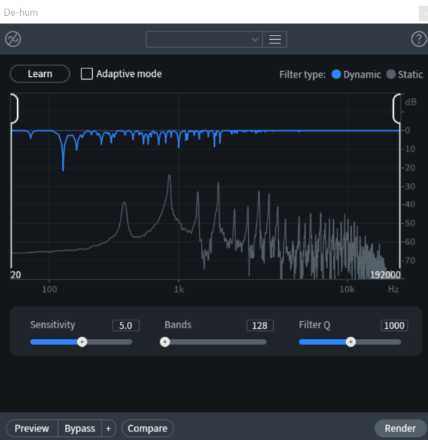 iZotope RX 10, Dehum, 노치(Notch)