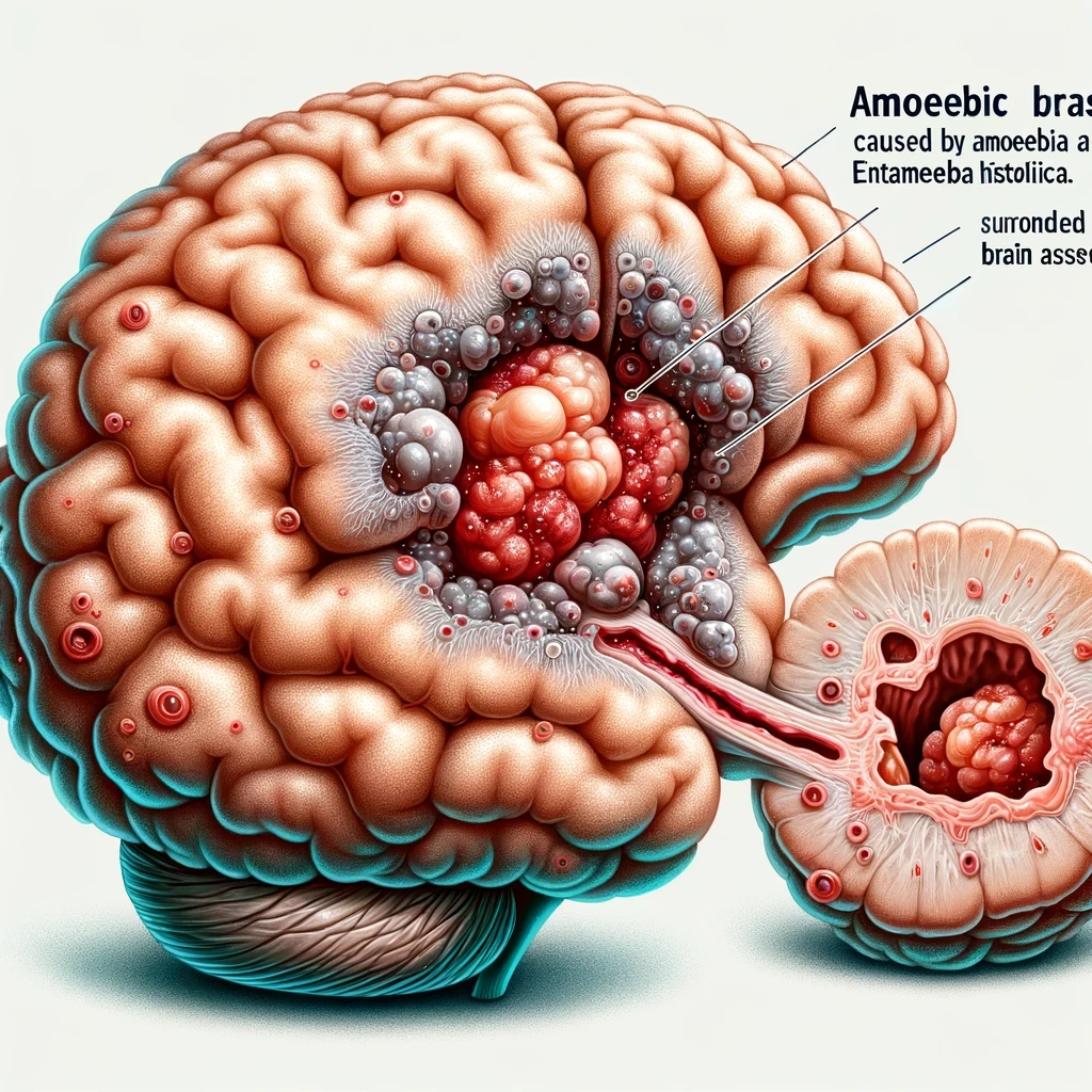 A06.6†(기저질환) 아메바성 뇌농양(G07*)(Amoebic brain abscess)