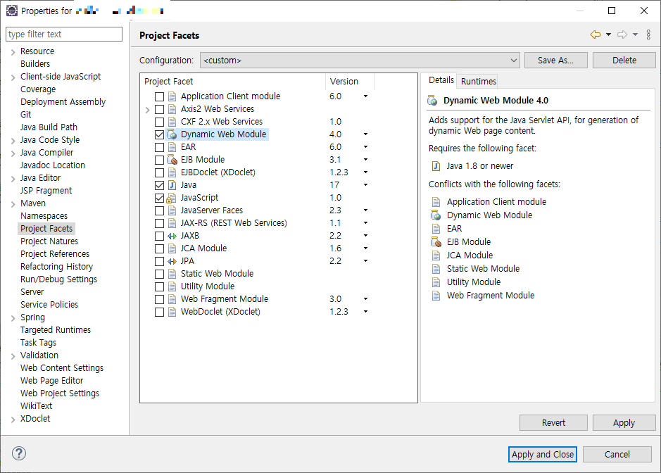 [JAVA] [Eclipse] project에 Dynamic Module 추가하는 방법 (Deployment Assembly)