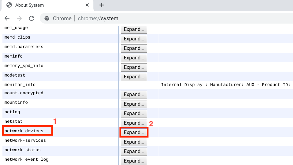 크롬북(Chromebook)의 네트워크 카드 MAC address 찾기