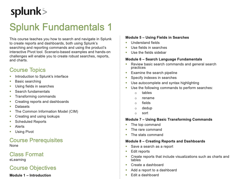 need splunk fundamentals 1 lab exercises