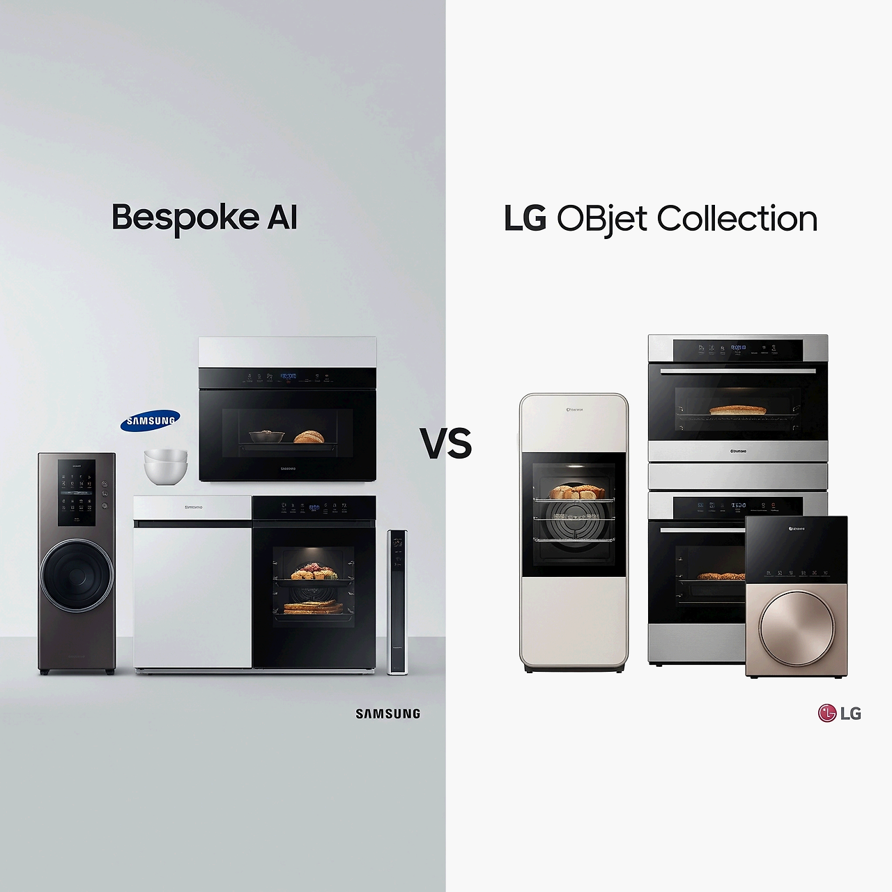 삼성 비스포크 AI 가전과 LG 오브제컬렉션 가전의 대표적인 제품