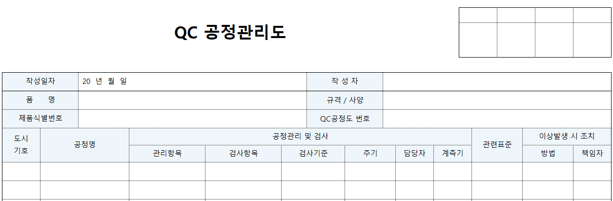 공정관리 품질관리 무료 엑셀 양식 모음 - 작업지시서, 공정관리도, 품질계획서 등 한방정리