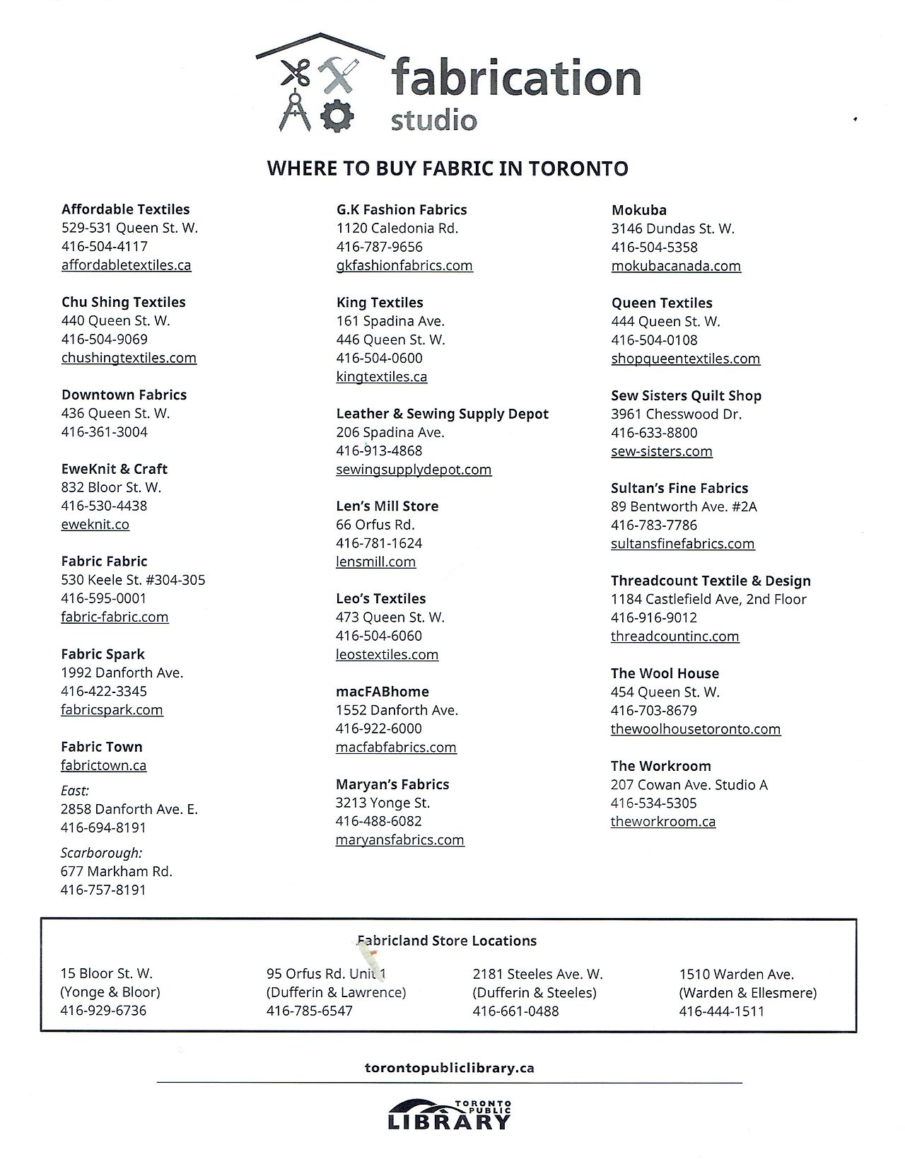 Where To Buy Fabric In Toronto