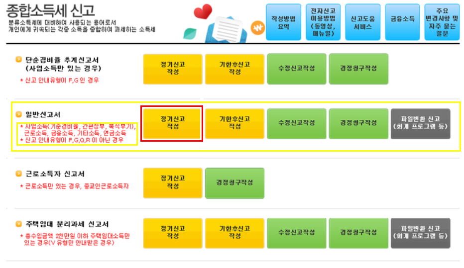 종합 소득세 E형 신고 방법 : 간편장부 및 단순 경비율 대상자 ...