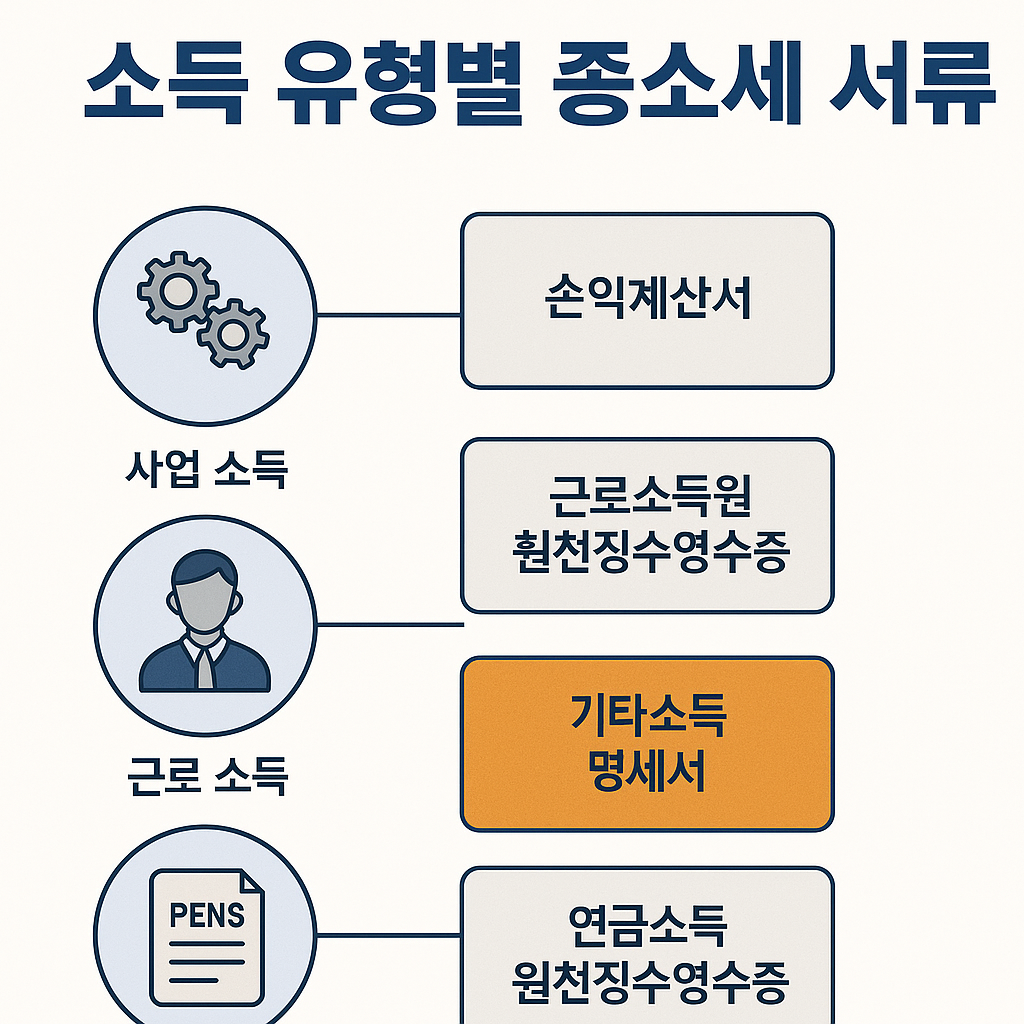 소득 유형별 종소세 서류 인포그래픽