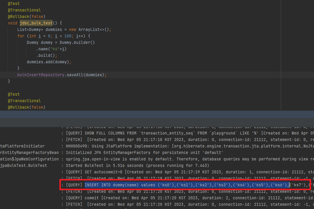 JPA saveAll이 Bulk INSERT 되지 않았던 이유