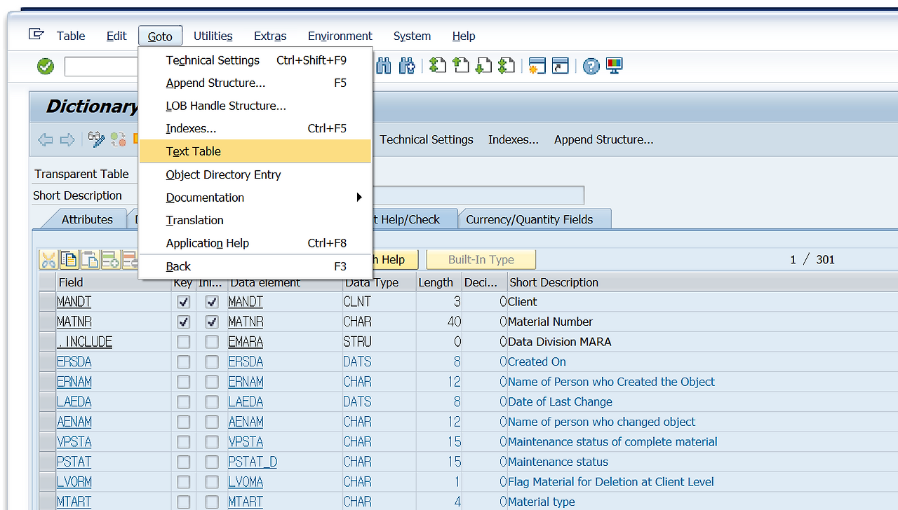  abap text table 