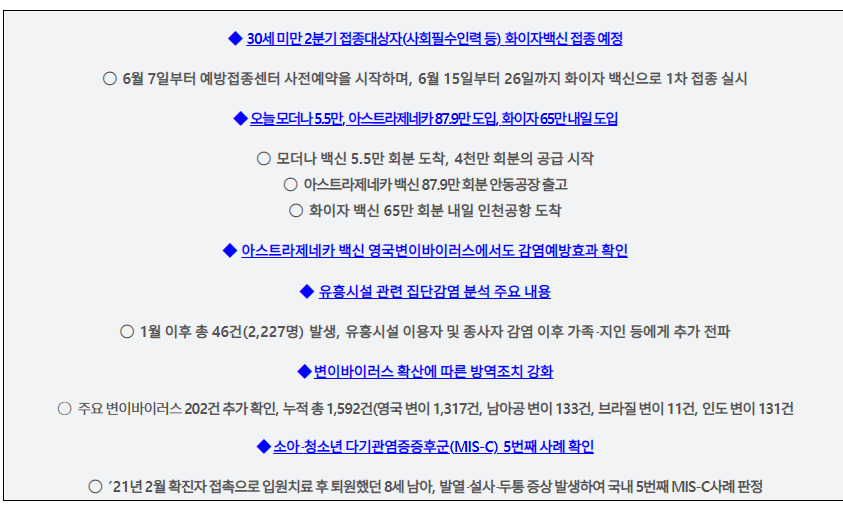 코로나19 / 30세 미만 화이자백신 접종예약 6월7일 시작