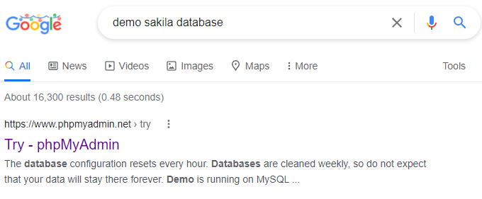 sakila database demo