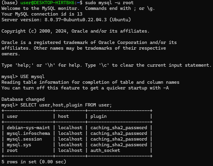 Mysql wsl2 ubuntu 