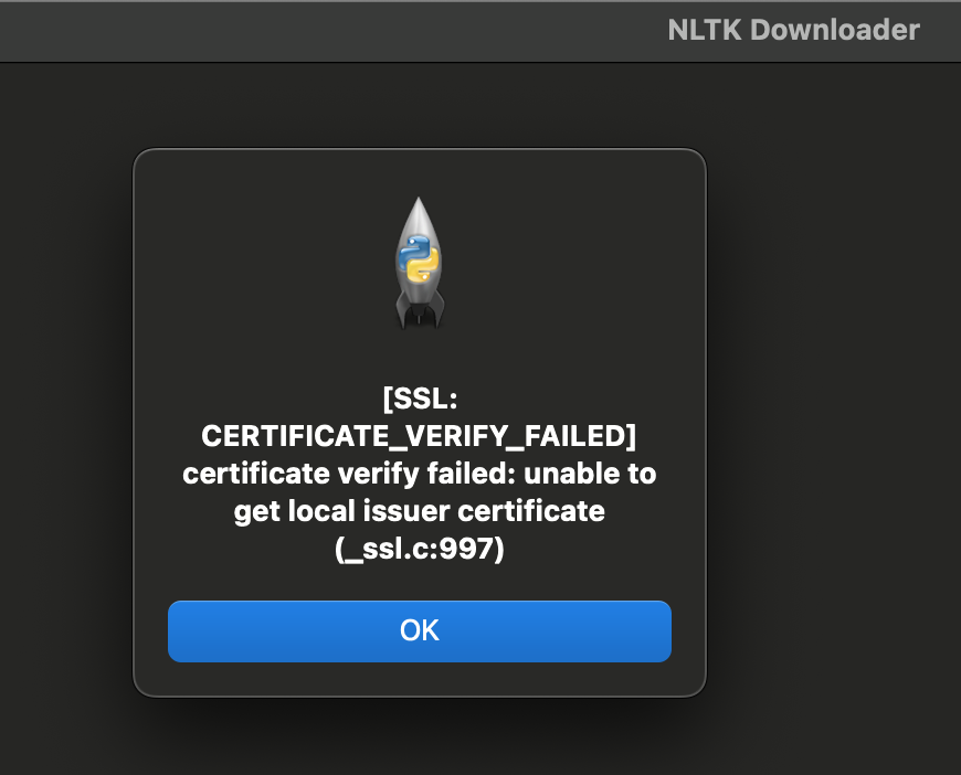 ERROR SSL: CERTIFICATE VERIFY FAILED certificate verify failed