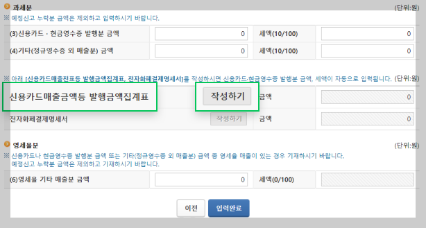 과세 신용카드‧현금영수증 발행분