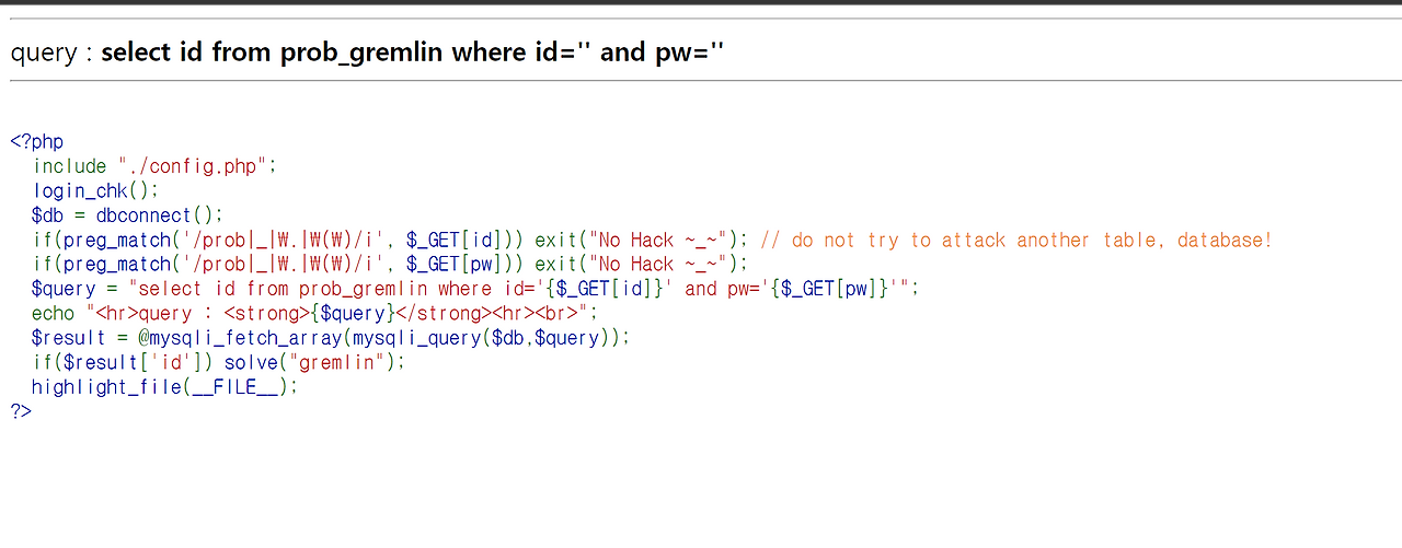 Lord Of Sql injection gremlin :: Ch4r_t's Blog