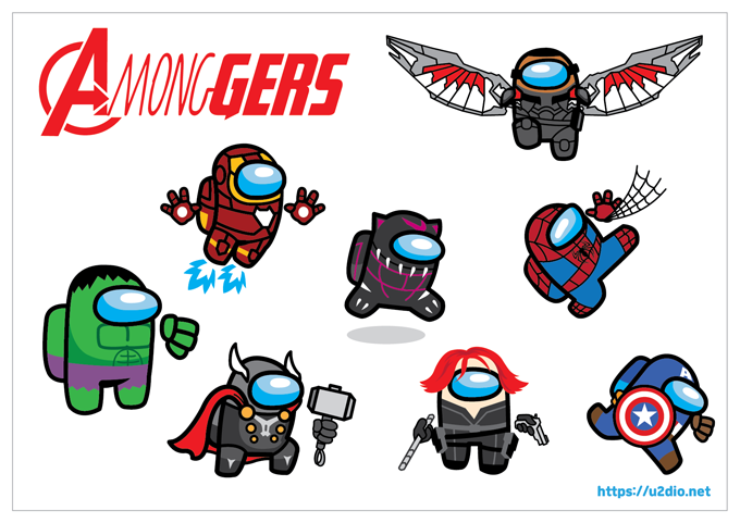 Thor, Among-us Avengers coloring pages free download