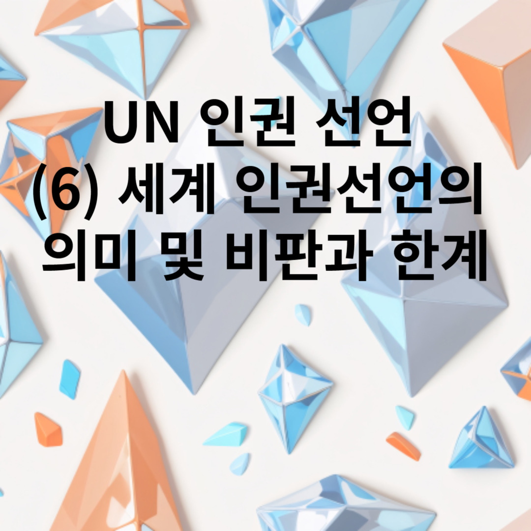Un 인권 선언 (6) 세계 인권선언의 의미 및 비판과 한계
