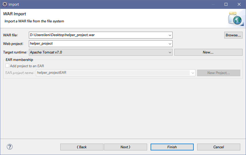 Eclipse * Dynamic Web Project 불러오기 ( import .war file )