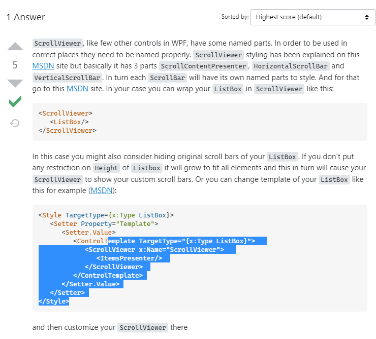 [WPF] ListBox ControlTemplate Scrollbar 기억상기용