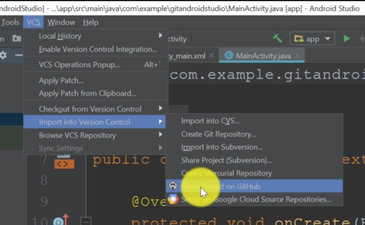 Android studio откатить изменения git