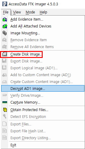 accessdata ftk imager create disk image