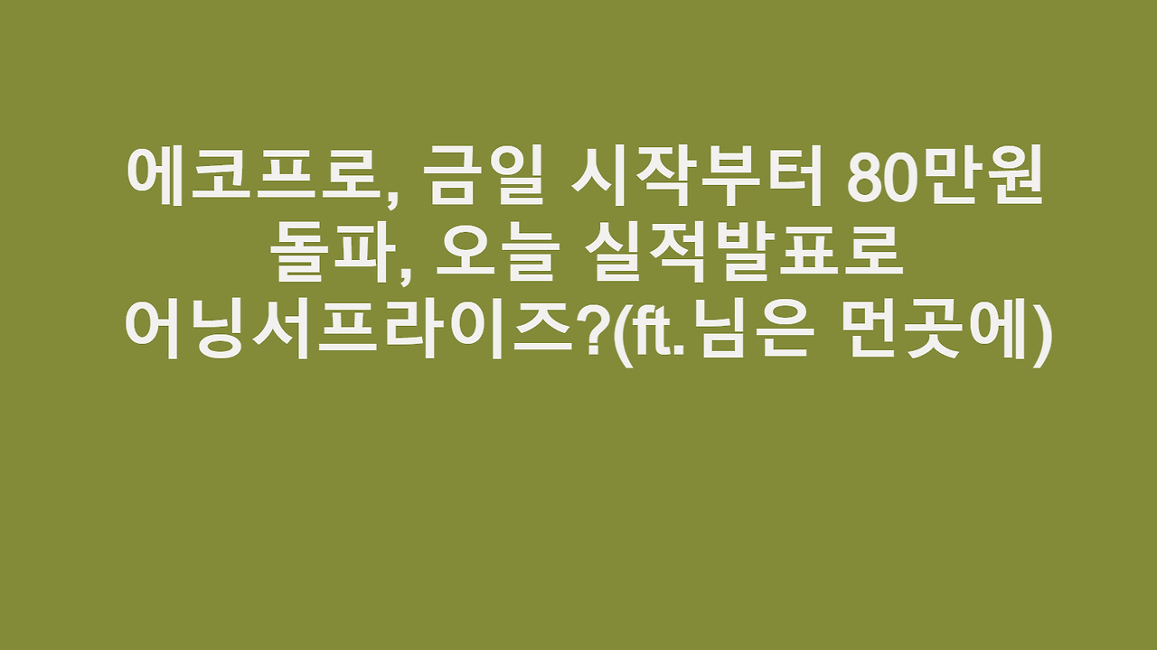 에코프로, 금일 시작부터 80만원 돌파, 오늘 실적발표로 어닝서프라이즈?(ft.님은 먼곳에) 2 에코프로 80만원대 돌파