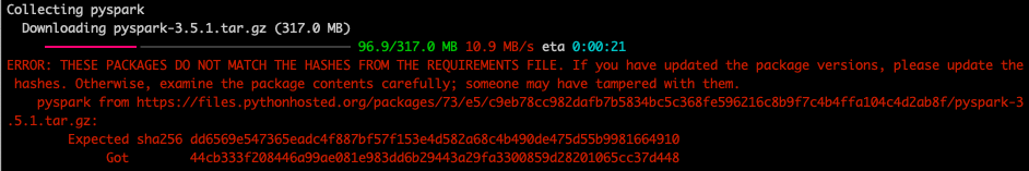 [Mac] ERROR: THESE PACKAGES DO NOT MATCH THE HASHES FROM THE ...