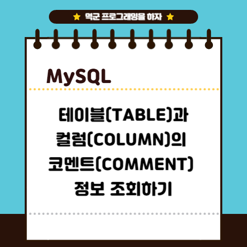 [MYSQL] 테이블(TABLE)과 컬럼(COLUMN)의 코멘트(COMMENT) 정보 조회하기 — 멱군! 프로그래밍을 하자.