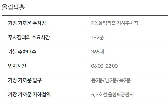 투애니원 콘서트 주차장 올림픽홀