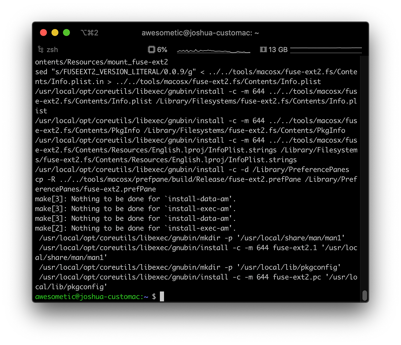 commands list for fuse ext2